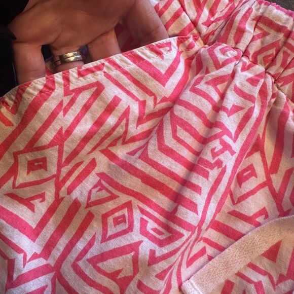 J Crew Pink White Linen Drawstring Skirt Size 0 lined - Picture 9 of 12